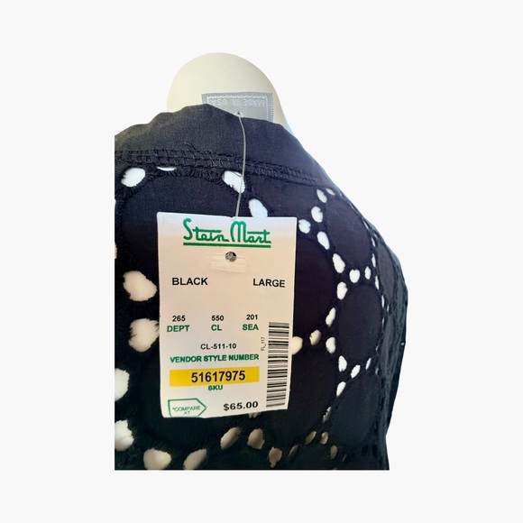 New Black Eyelet Crochet Swim Cover-Up - Picture 4 of 6